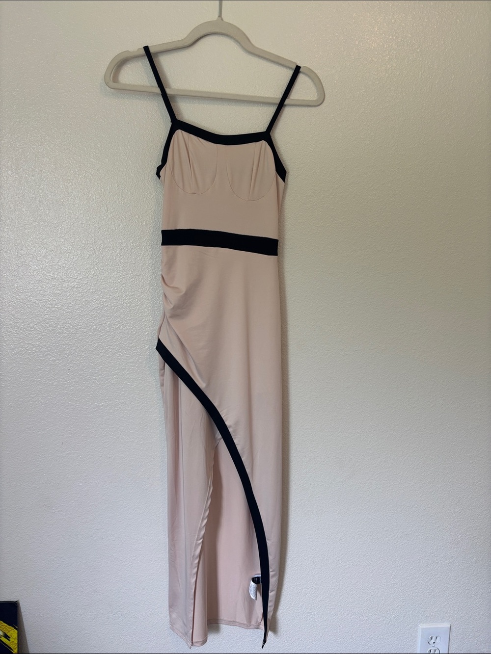 SHEIN Beige and Black High-Low Maxi Dress